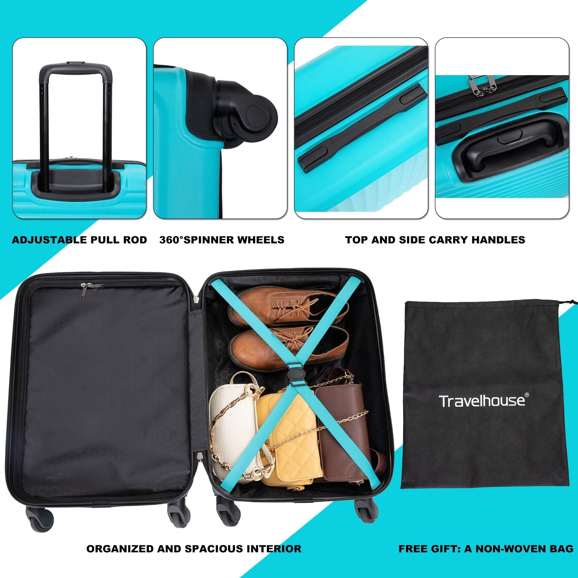 20" Carry-On Lightweight Hardside Luggage with Spinner Wheels
