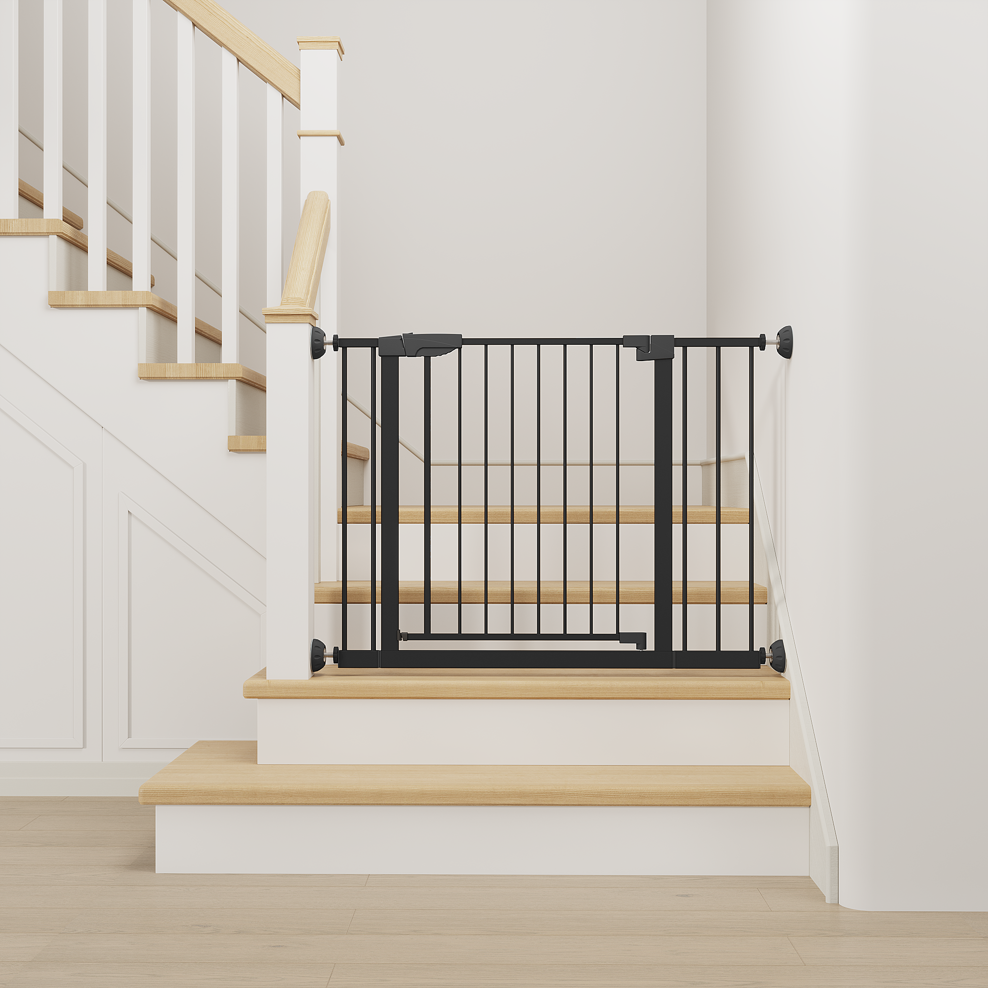 29.5-45.3" Wide Baby Gate with Wall Protector for Stairs