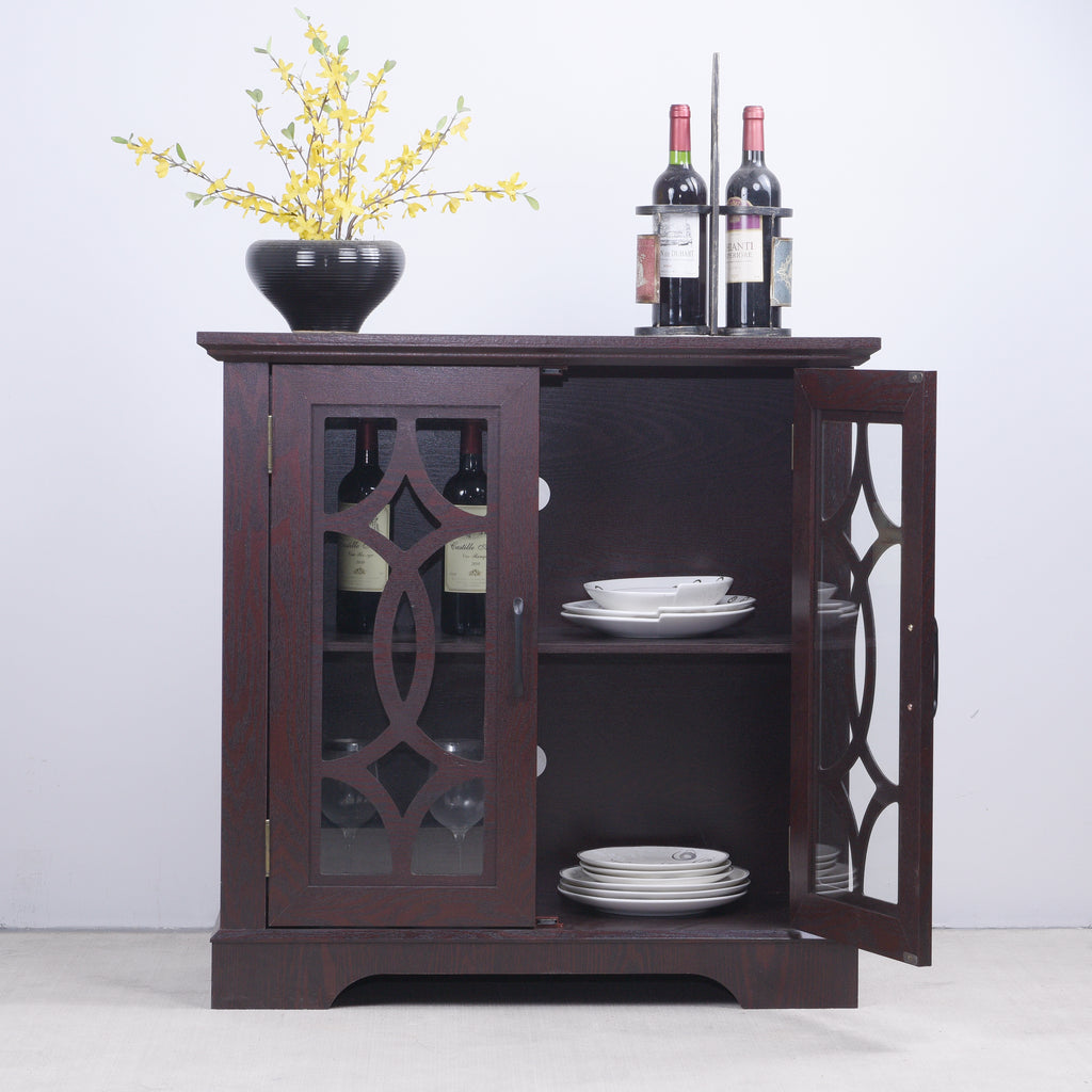 Spacious Size Sideboard with 2 Clear Tempered Glass Doors