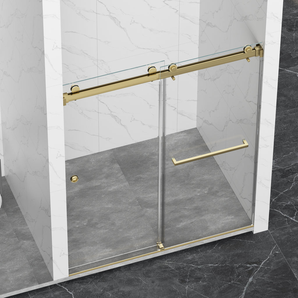 Frameless Shower Door with Double Sliding Mechanism