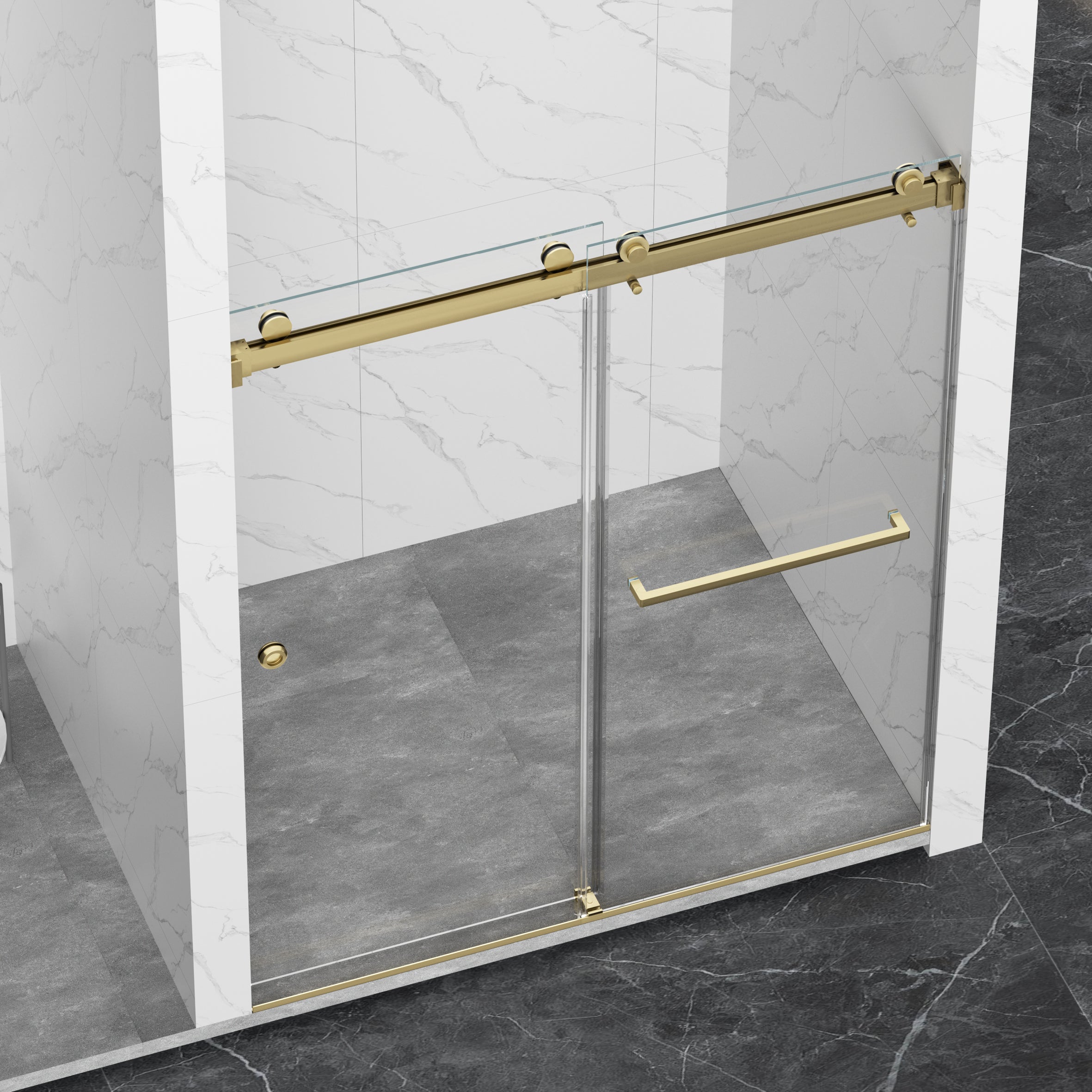 Frameless Shower Door with Double Sliding Mechanism