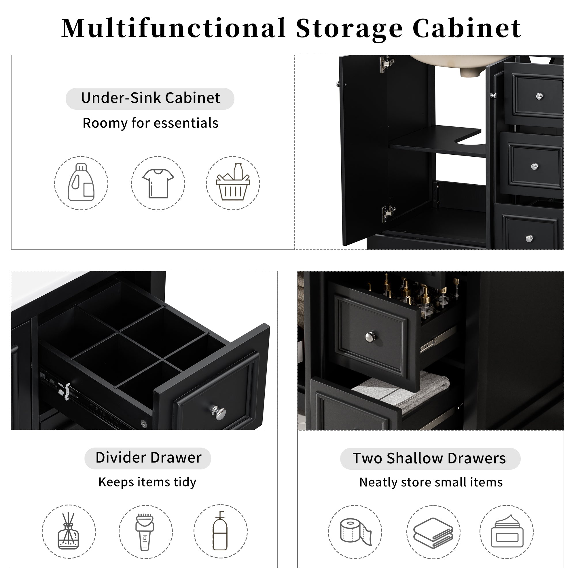 36-Inch Transitional Bathroom Vanity with Ceramic Sink