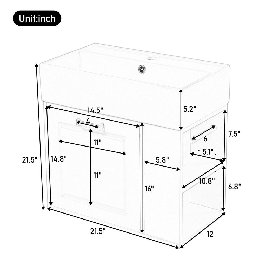 21.8 Inch Bathroom Vanity with Sink
