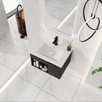 24" Wall-Mounted Floating Bathroom Vanity with Ceramic Sink