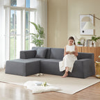 Modern Minimalist L-Shaped Corduroy High Back Sofa