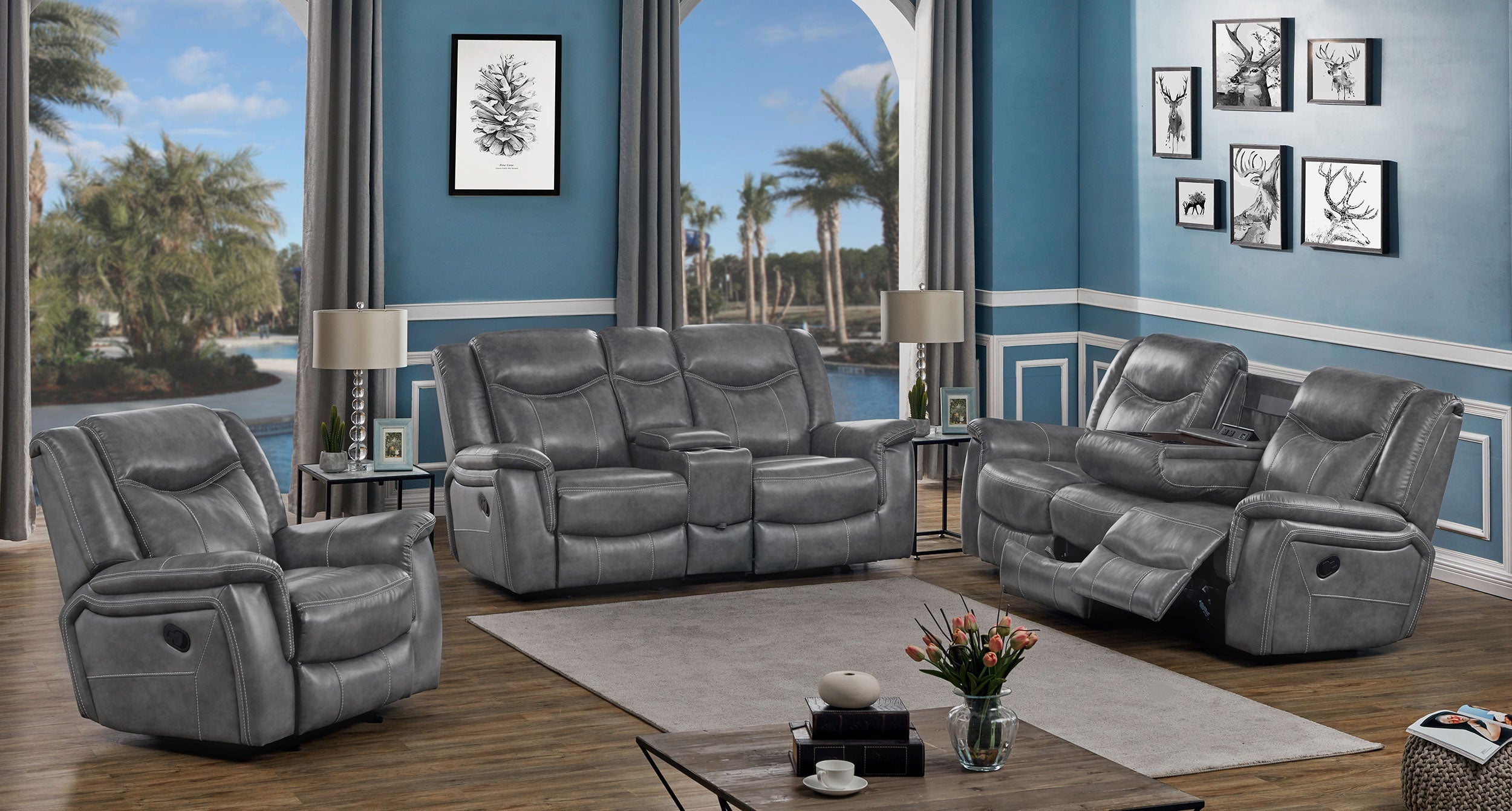 Conrad Upholstered Padded Arm Glider Loveseat Grey-CoasterEveryday