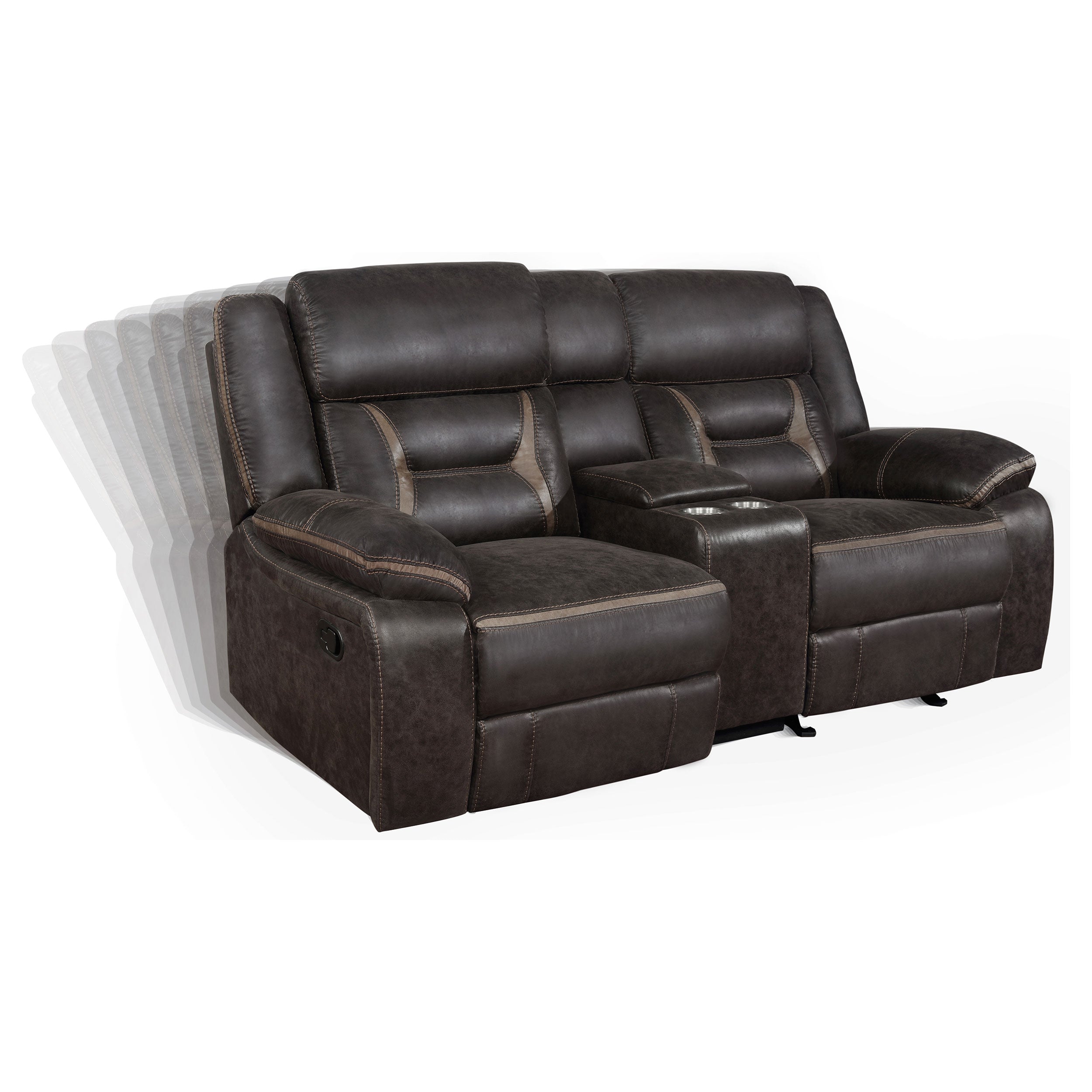 Greer Upholstered Motion Reclining Loveseat Brown-CoasterEveryday