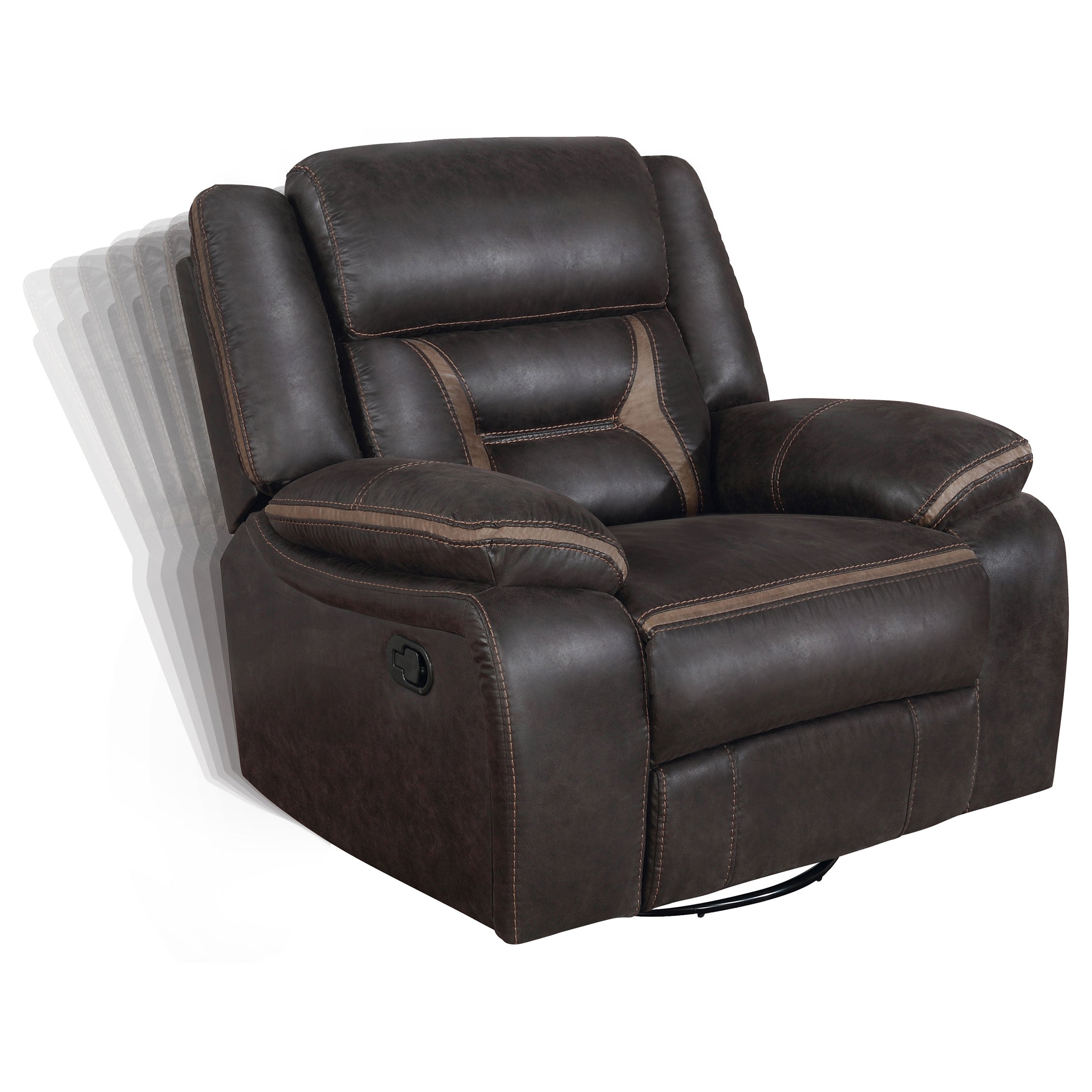 Greer Upholstered Swivel Glider Recliner Chair Brown-CoasterEveryday