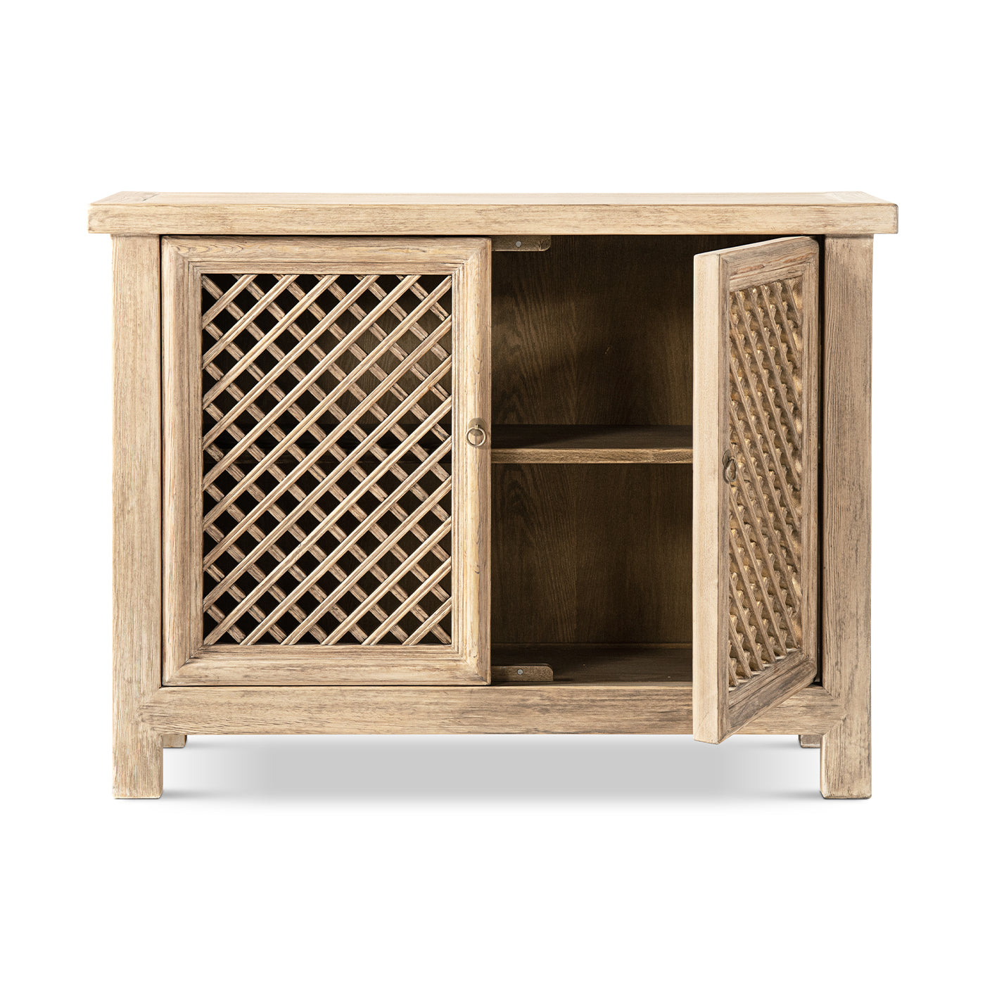 Arden 51" Solid Reclaimed Pine Lattice 2-Door Accent Storage Cabinet