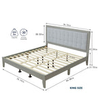 Solid Wood Platform Upholstered Headboard King Bed