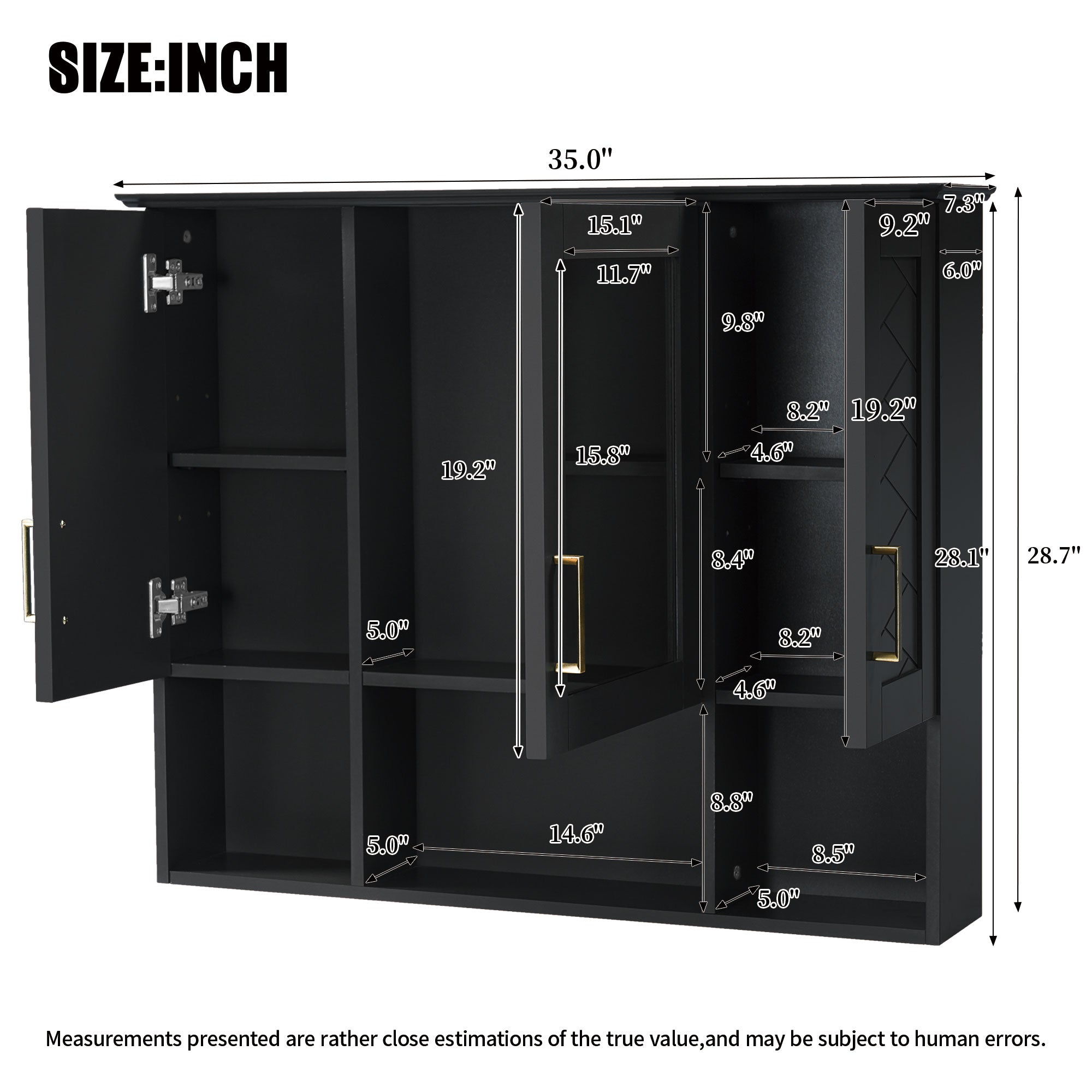 35 Inch 2-in-1 Wall Mounted Medicine Cabinet