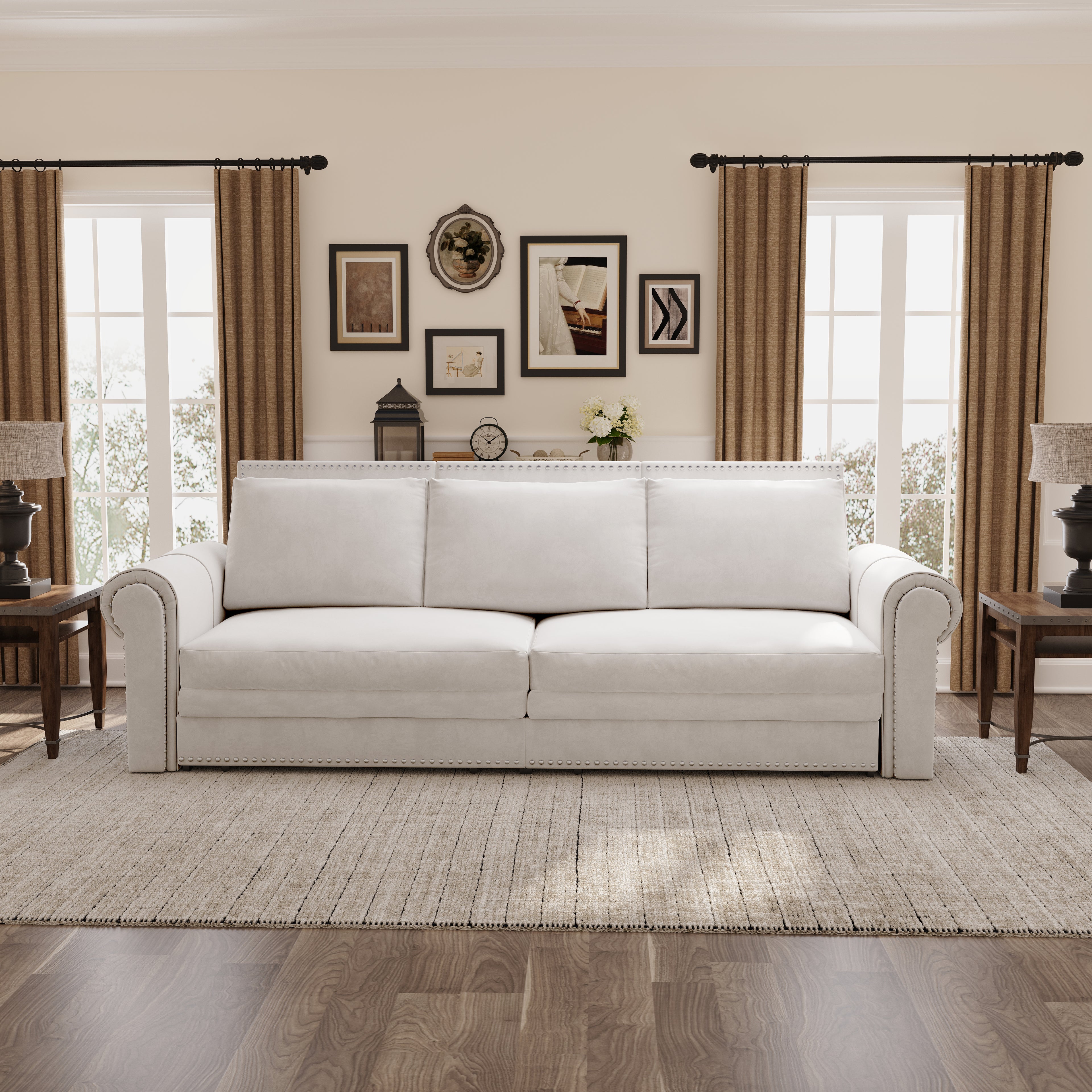 Chesterfield 3-in-1 Velvet Convertible Sleeper Sofa
