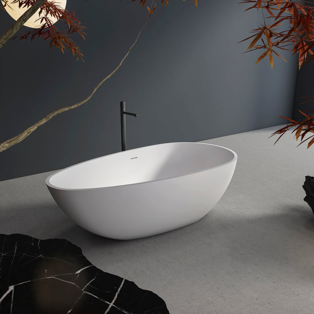 66.9 Inch Freestanding Solid Surface Soaking Bathtub