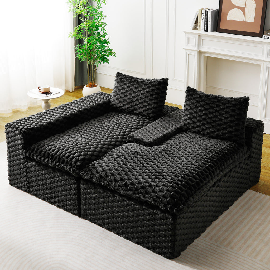 Black Turtle Velvet Versatile Sofa