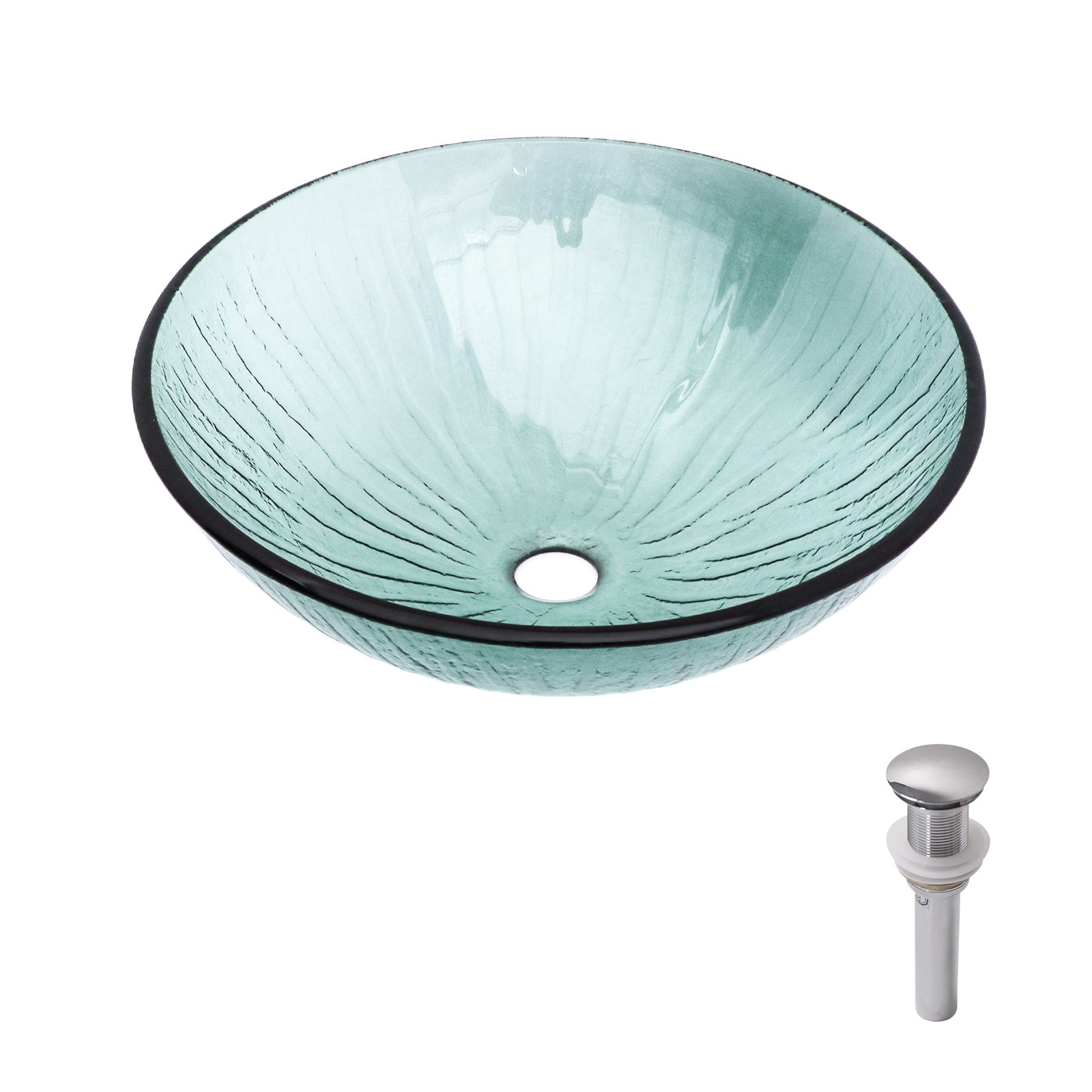 Artistic Vertical-Textured Glass Vessel Bathroom Sink