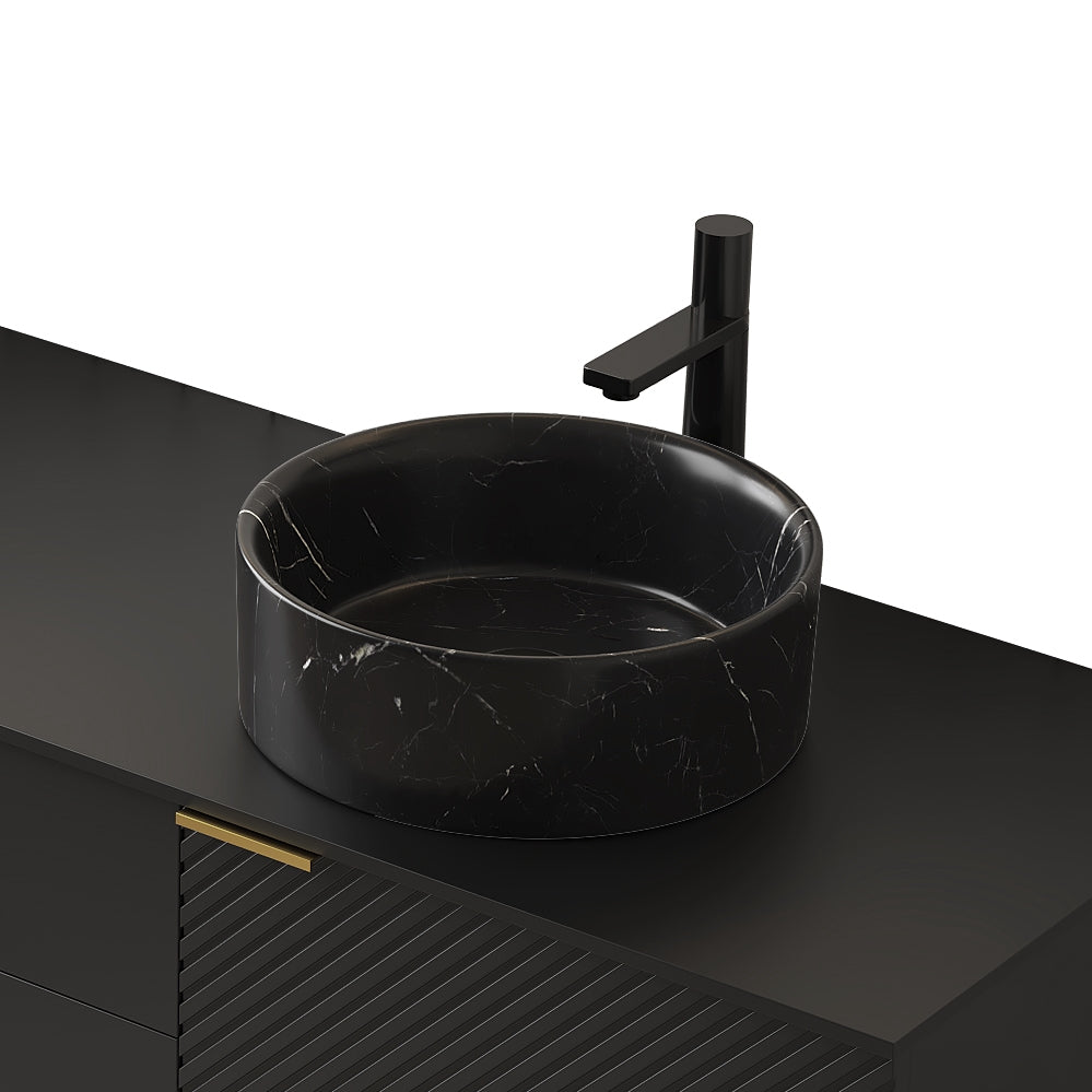 14'' Bathroom Round Ceramic Sink with Stone Pattern