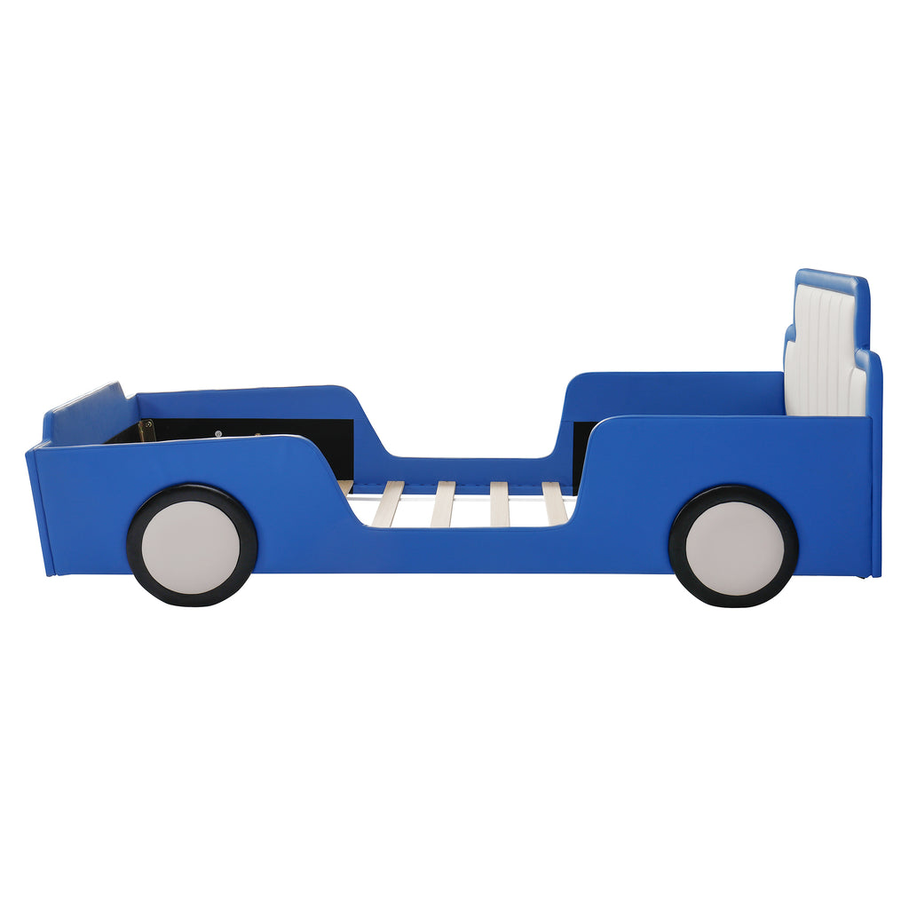 Twin Size Race Car-Shaped Platform Bed with Wheels