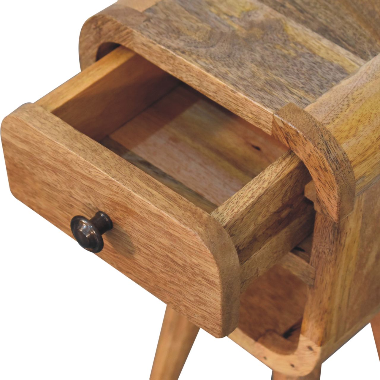 Solid Wood Extra Mini Oak-ish Curve Lower Bedside
