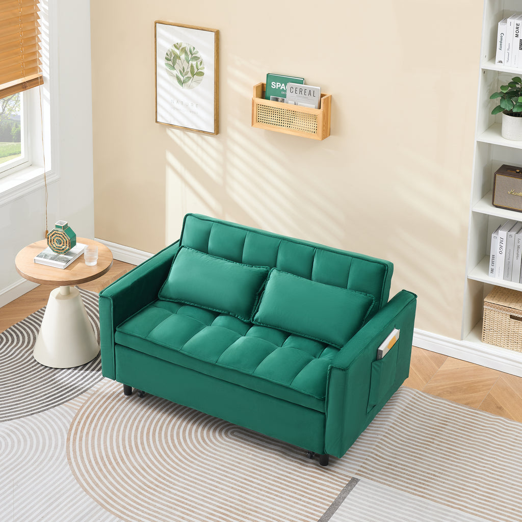 55" Green Velvet Sofa with Elegant Design
