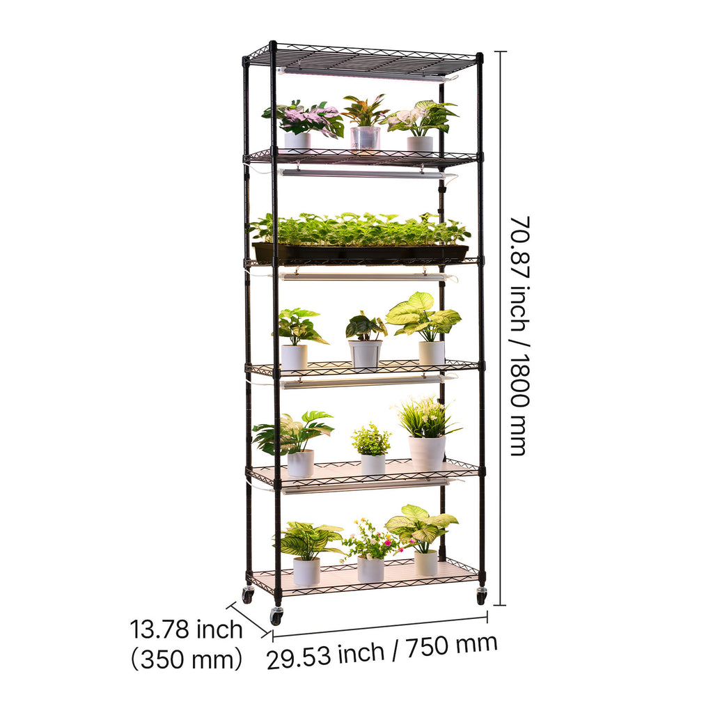 6-Tier Indoor Plant Shelf with Grow Light