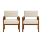 Outdoor Acacia Wood Armchair Set with Weather-Resistant Cushions