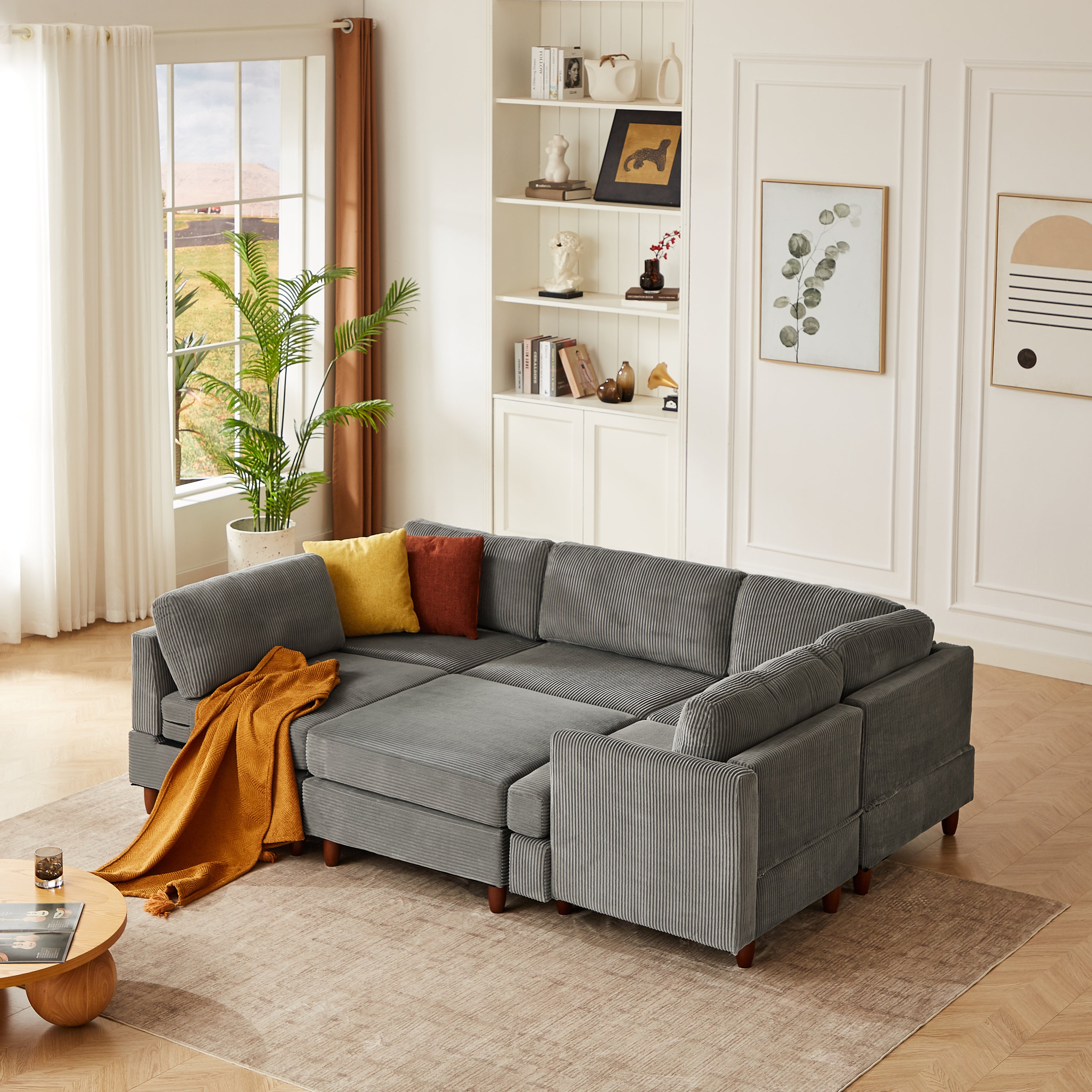 Modern Modular Sectional Couch - 6 Seaters Sleeper Sofa