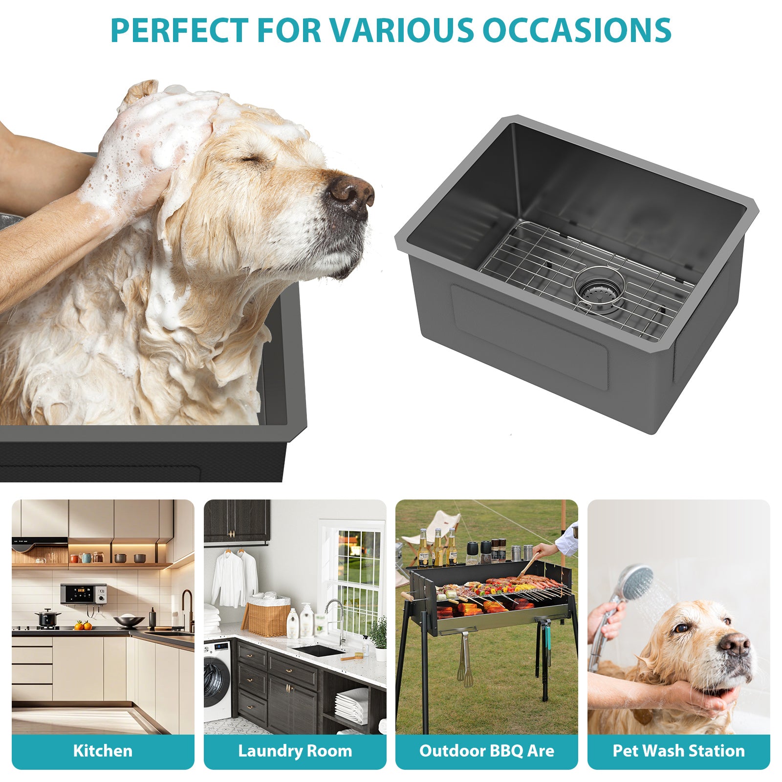 Laundry Sink 24 Inch - Undermount Gunmetal