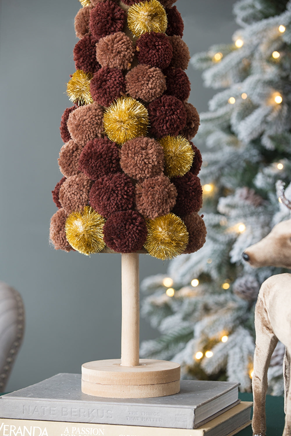 8.7x8.7x31.5" Tall Tree Christmas Table Decor, Coffee