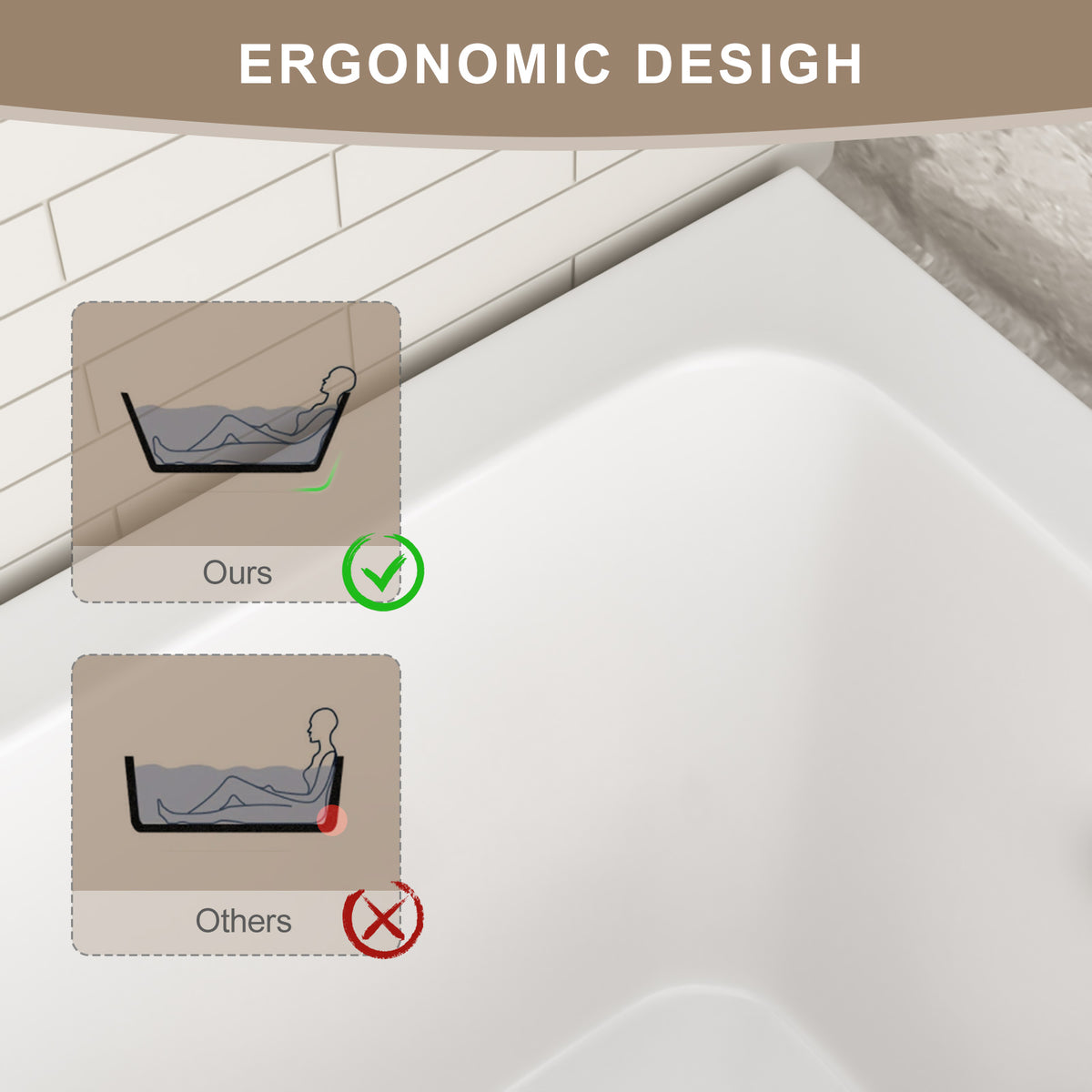 66-Inch Acrylic Built-in Soaking Tub - Glossy