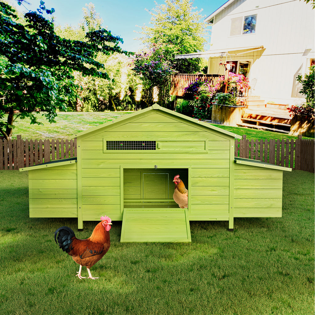 Large Wooden Chicken Coop with Free-Range Doors