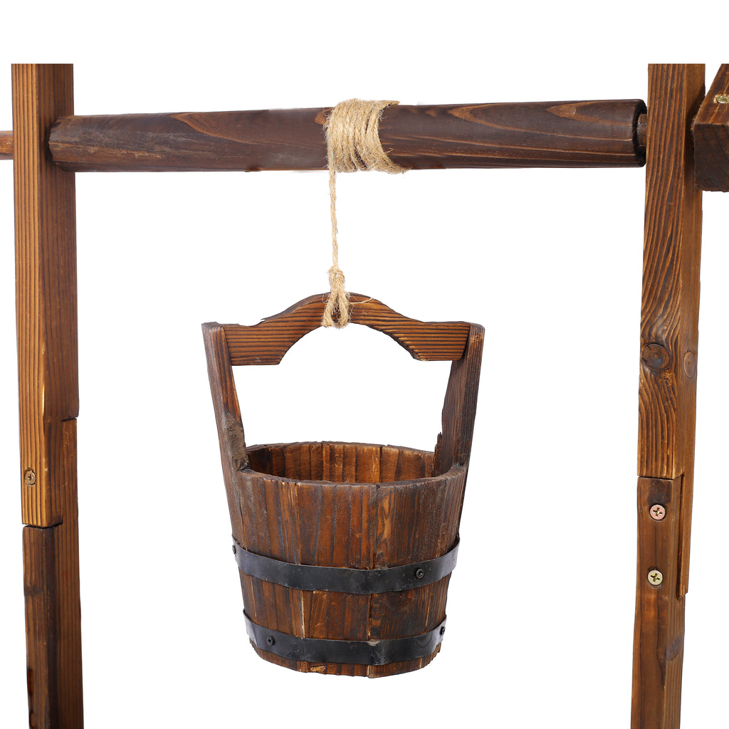 Rustic Wooden Wishing Well Planter Outdoor Home Décor