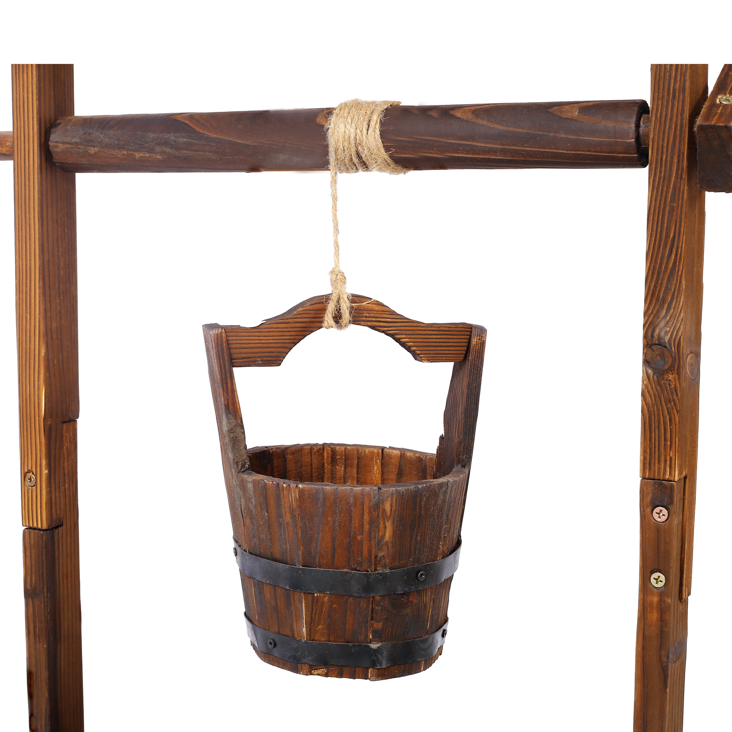 Rustic Wooden Wishing Well Planter Outdoor Home Décor