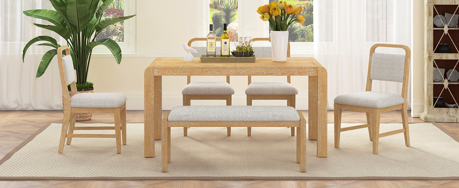 TREXM Vintage Extendable Dining Table Set for 4-6