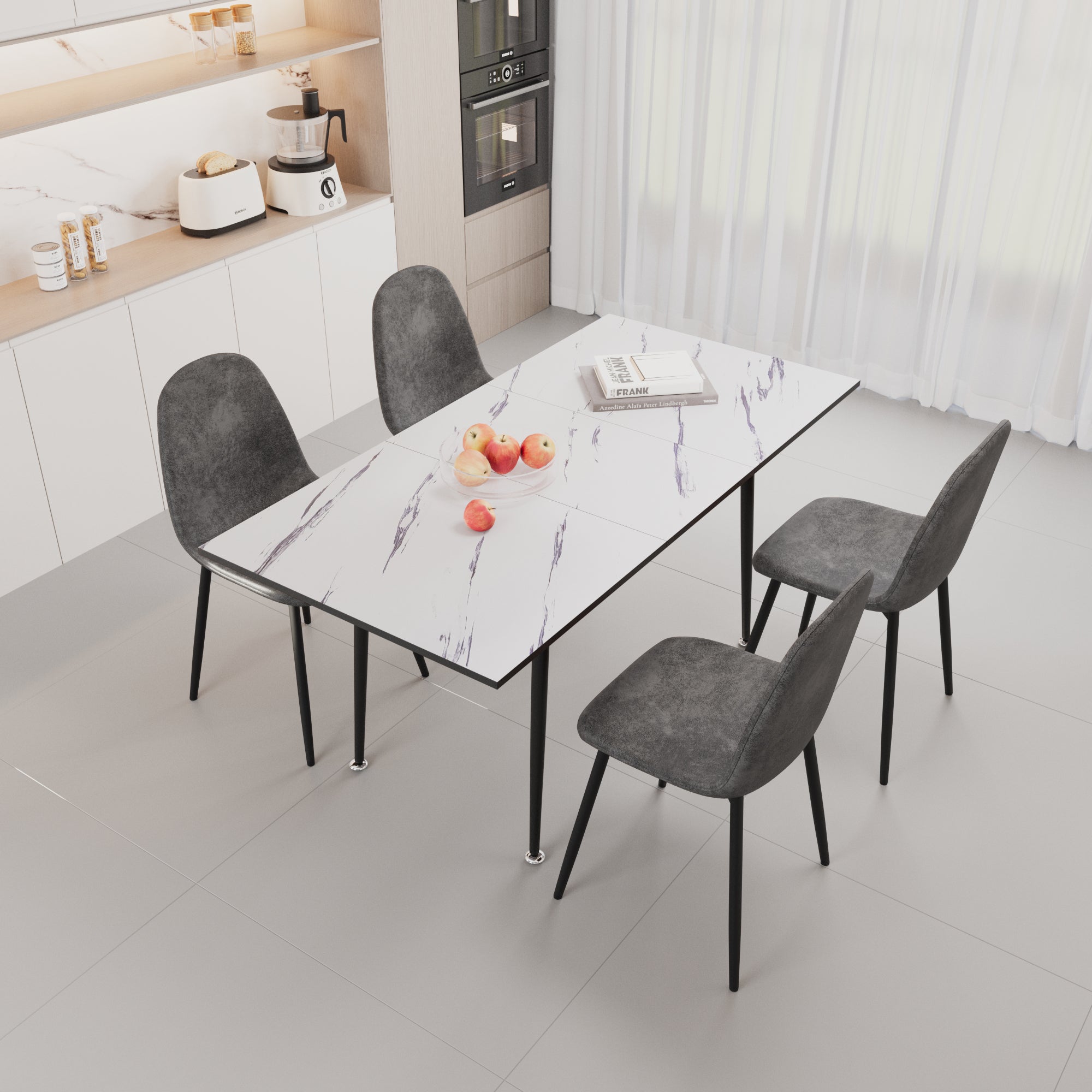 47"-63" Extendable MDF Modern Dining Table and Chair Set