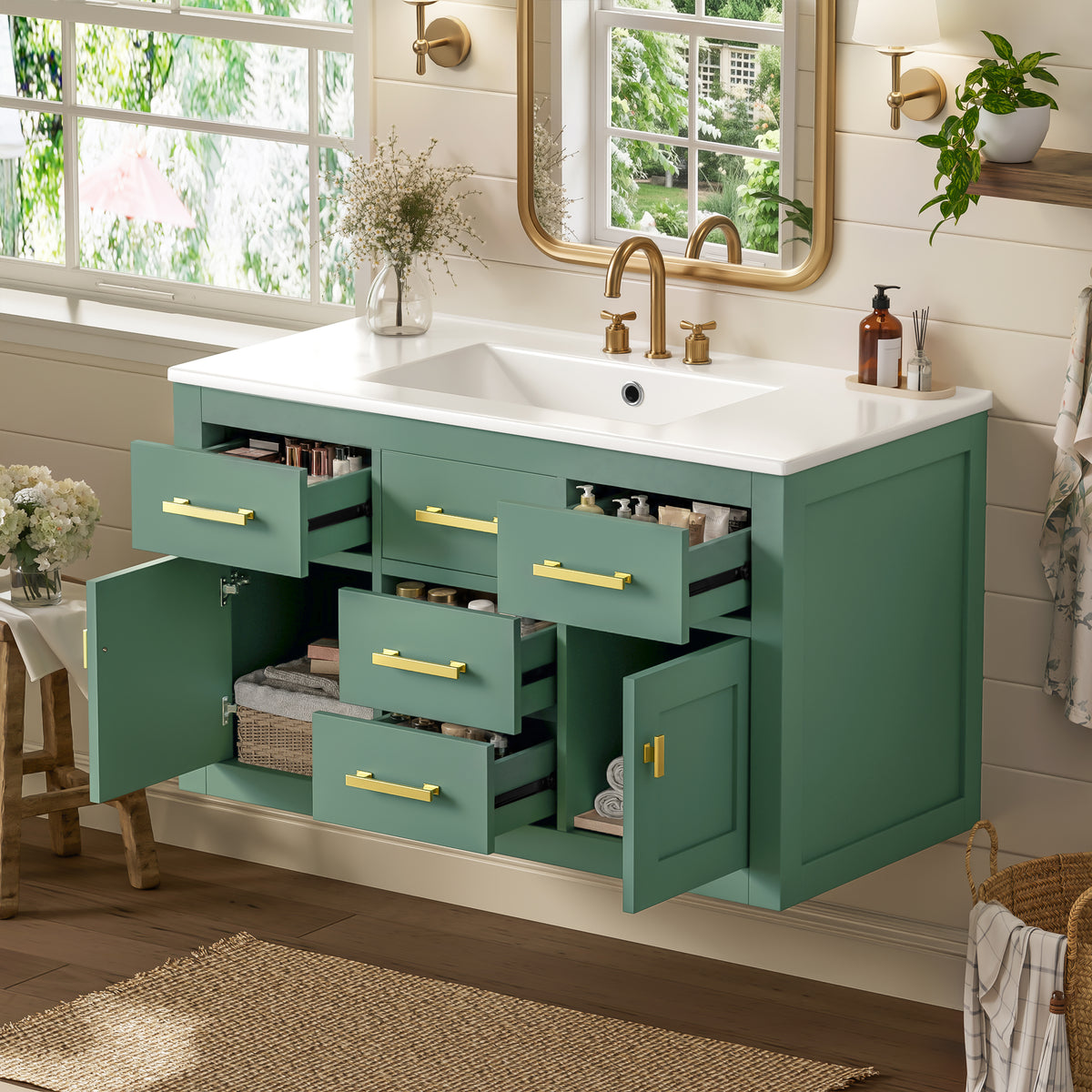 36" Wall Mounted Bathroom Cabinet – French Style Bathroom Vanity