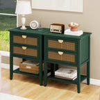 2 Drawer Side Table in Natural Rattan