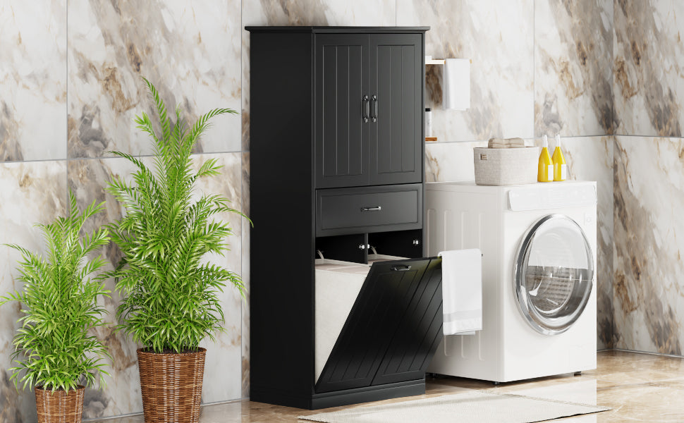 Bathroom Storage Cabinet with Two Laundry Baskets