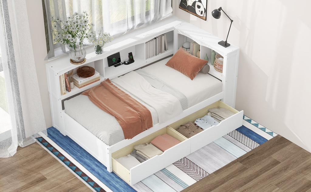 Twin Size Daybed with Two Storage Drawers and USB Ports
