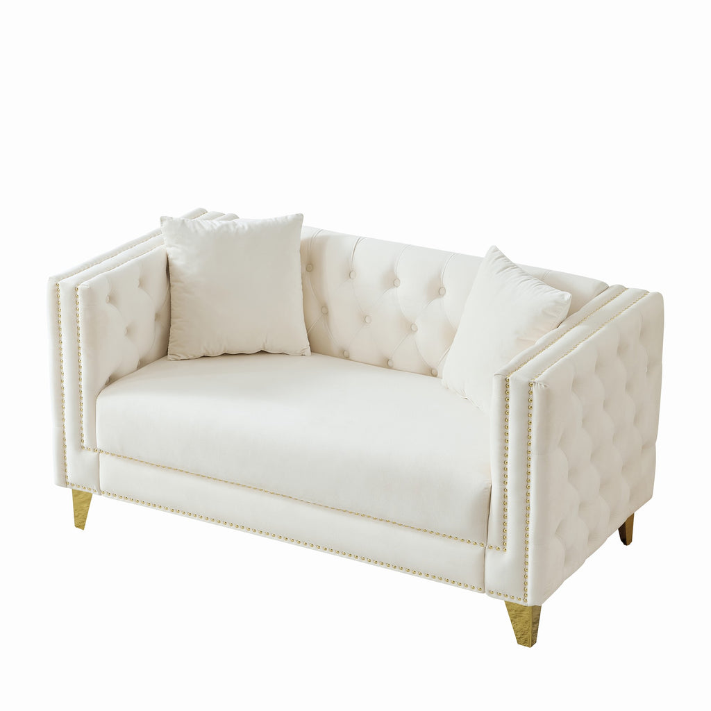 58" Chesterfield Velvet Sofa - Elegant 2 Seater Couch