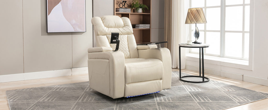 270 Degree Swivel PU Leather Power Recliner