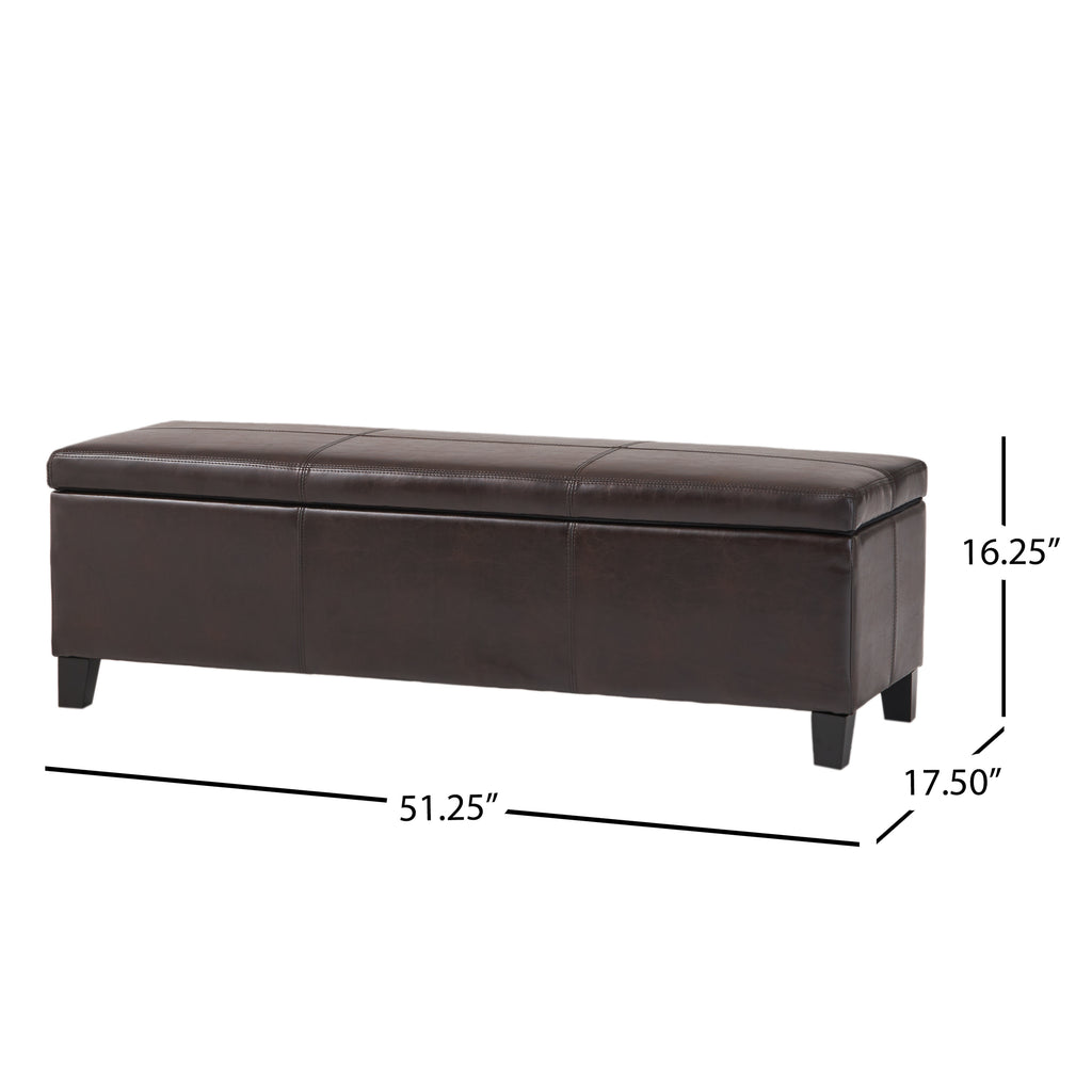 Upholstered PU Leather Storage Ottoman