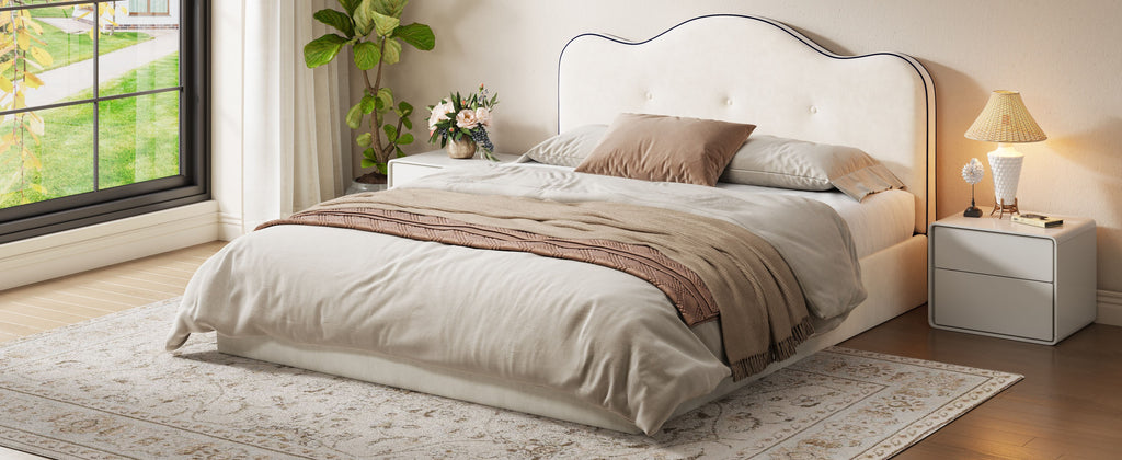 King Size Upholstered Platform Bed