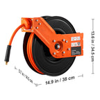 Retractable Air Hose Reel, 3/8 IN x 50 FT Hybrid Air Hose Max 300PSI