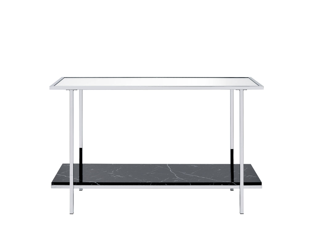 Angwin Mirrored Faux Marble Console Table
