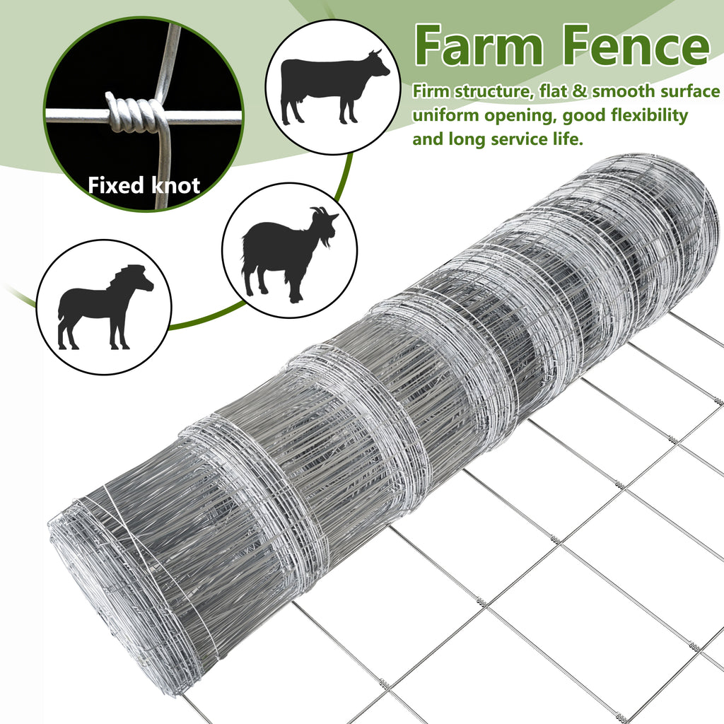Farm Livestock Fence, 5.9" x 328FT Galvanized Iron Wire