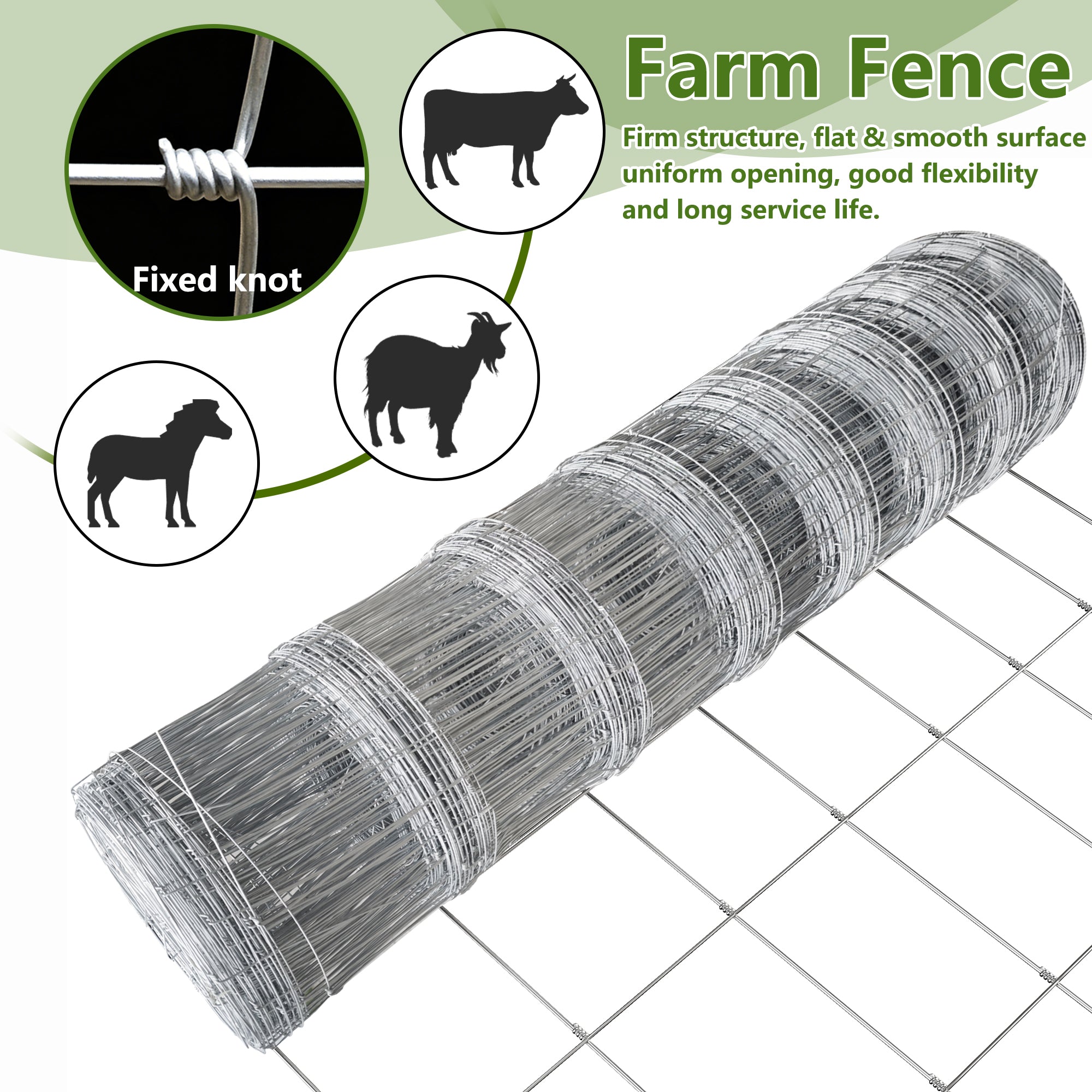 Farm Livestock Fence, 5.9" x 328FT Galvanized Iron Wire