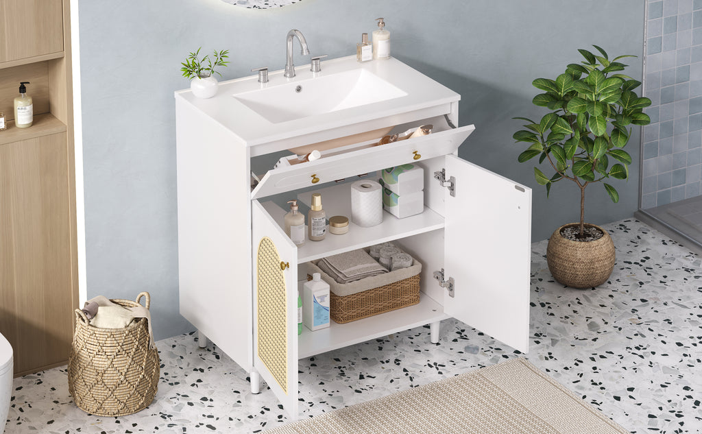 30" Bathroom Vanity with Ceramic Sink