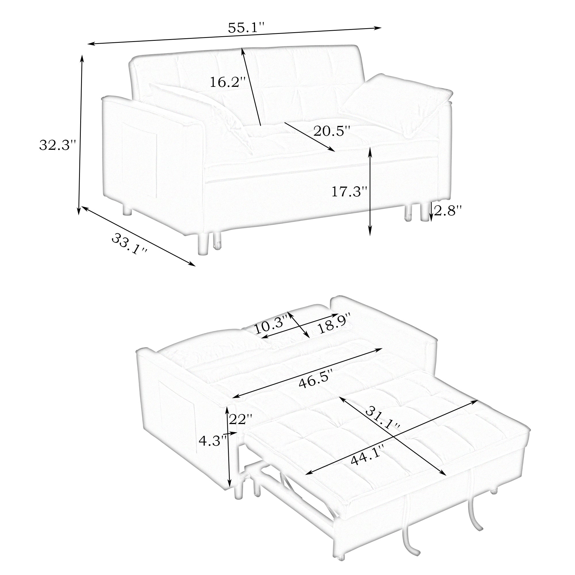The 55-Inch Dreamlike Sofa Bed