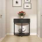 Artisan-Crafted Wave-Pattern Demi-Lune Console Table