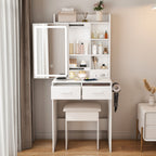 Small Makeup Vanity Desk with Mirror & Adjustable LED Lights